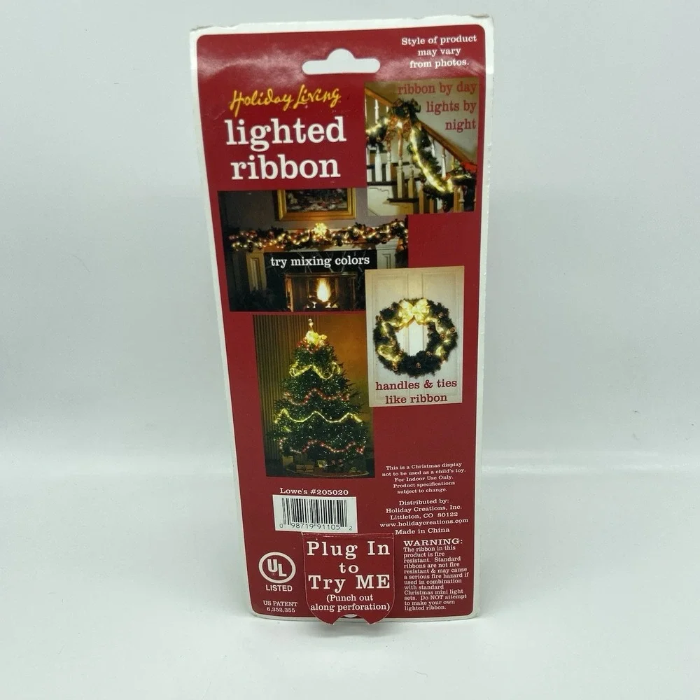 Holiday Living Lighted Ribbon 15ft 50‎ Lights Cream Gold Wired Indoor NEW